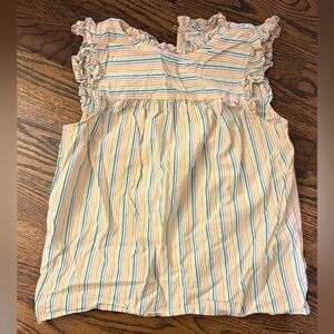 J. Crew Multicolor Striped Ruffle Top